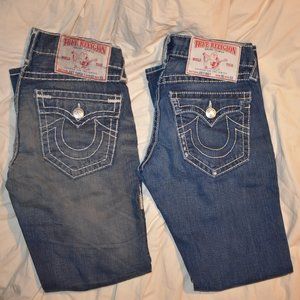 Lot of 2 Mens True Religion Jeans, thick stitch Waist 30 inseam 33